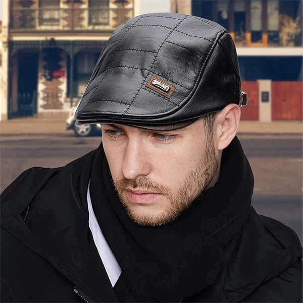 Skórzany beret retro | Styl vintage z nutą elegancji