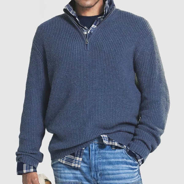 Męski sweter z pół zamkiem