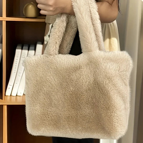 Elegancka torebka z futerkiem dla kobiet | Miękka torba w różowym lub białym odcieniu