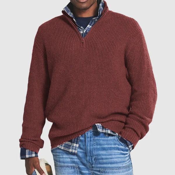 Męski sweter z pół zamkiem