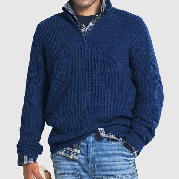 Męski sweter z pół zamkiem