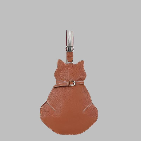 Kotowa torebka damska crossbody z regulowanym paskiem na ramię