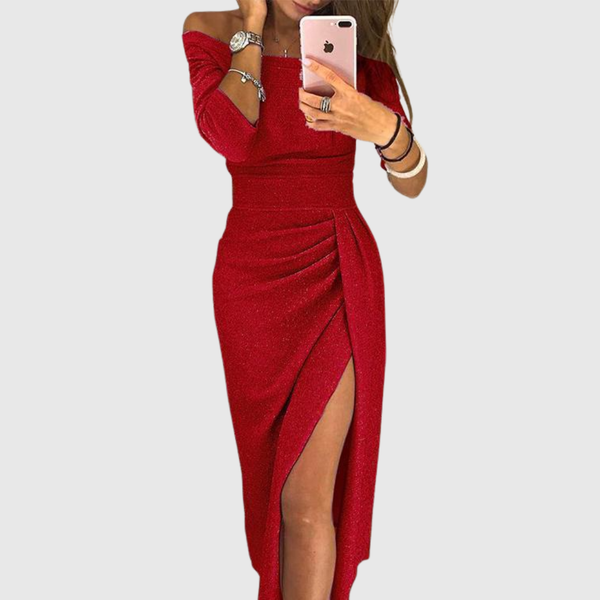 Dopasowana Sukienka Maxi Z Rozcięciem