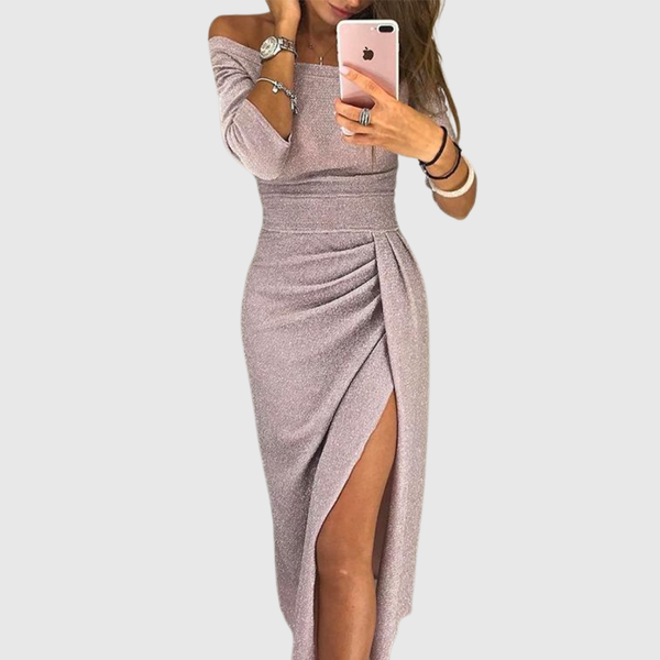 Dopasowana Sukienka Maxi Z Rozcięciem