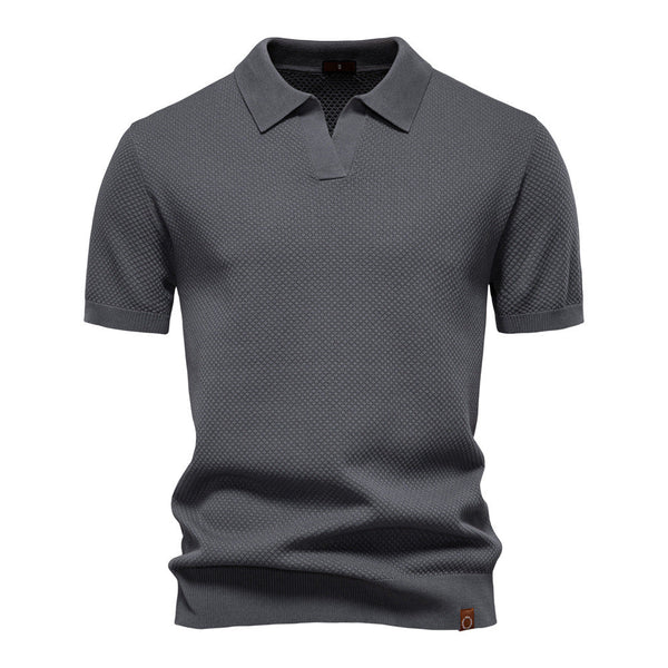Elegance Polo | Poloshirt z otwartym kołnierzykiem i lekką strukturą