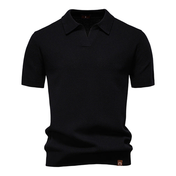 Elegance Polo | Poloshirt z otwartym kołnierzykiem i lekką strukturą