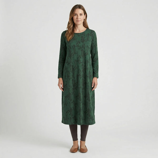 Luźna Sukienka Midi Z Długim Rękawem