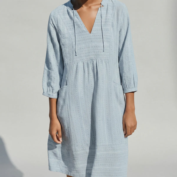 Luźna Sukienka Tunikowa Midi Z Dekoltem V