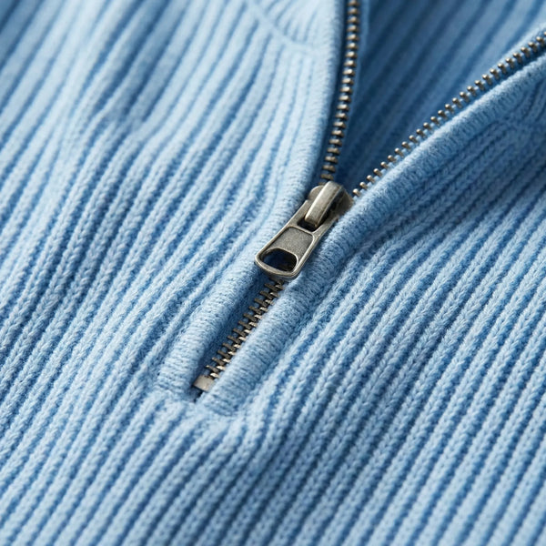 Sweter Z Półsuwakiem I Prążkowaną Fakturą