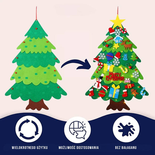 Wielokrotnego użytku filcowa choinka dla dzieci
