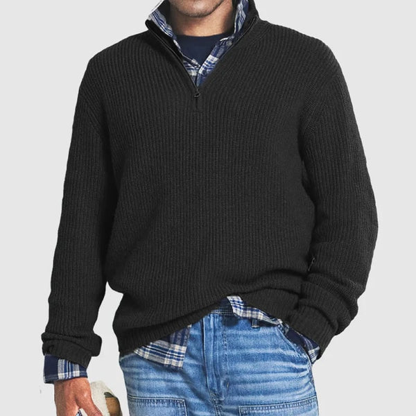 Męski sweter z pół zamkiem