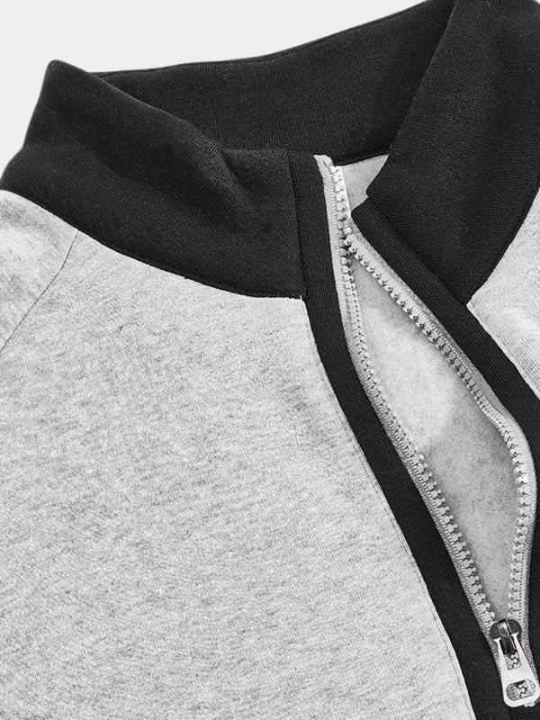 Klasyczny półzapinany sweter z miękkiego materiału z wysokim kołnierzem dla mężczyzn