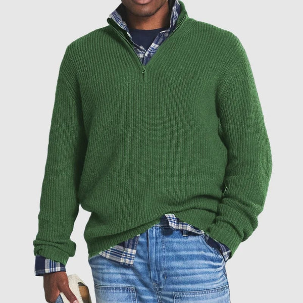 Męski sweter z pół zamkiem
