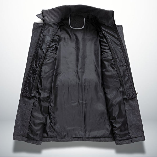 Męski płaszcz zimowy z wysokiej jakości mieszanki wełny