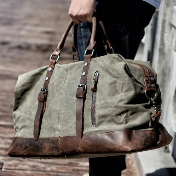 Kingstons | Elegancka torba weekendowa z płótna z skórzanymi akcentami