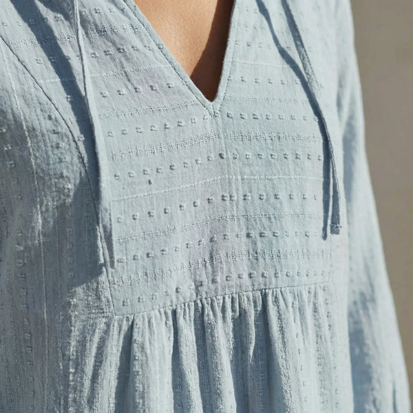 Luźna Sukienka Tunikowa Midi Z Dekoltem V