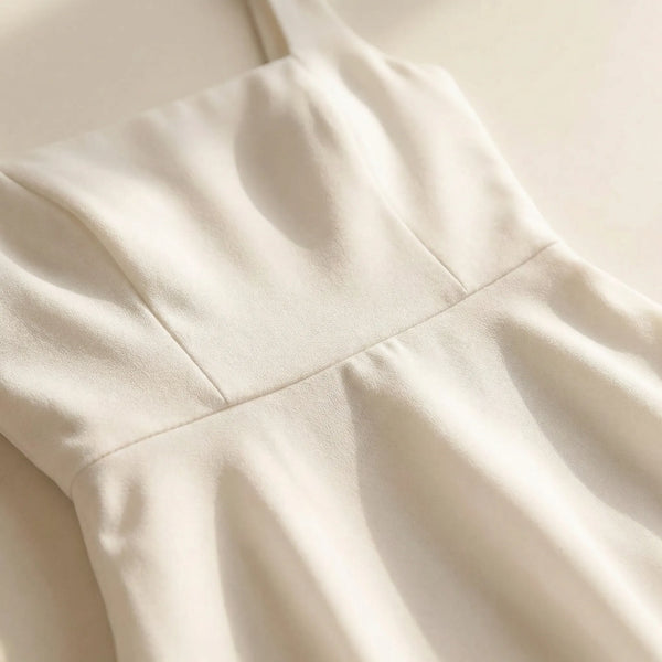 Midi Sukienka Na Cienkich Ramiączkach