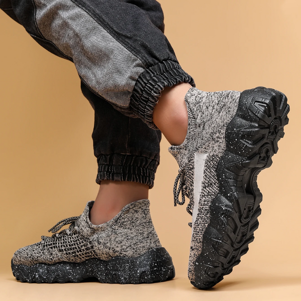 Oddychające Sneakersy Z Dzianinową Cholewką