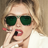 Okulary przeciwsłoneczne damskie | Zielone aviator ze złotą oprawką
