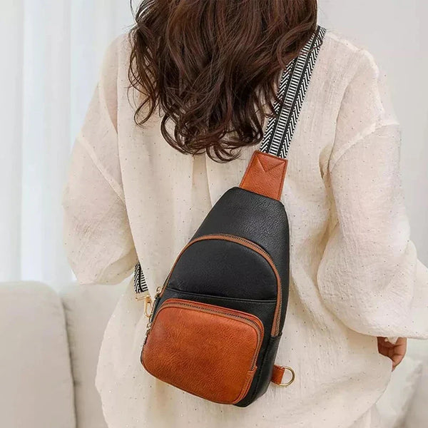 Regulowana skórzana torebka damska typu crossbody