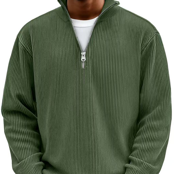 Sweter Z Półsuwakiem I Prążkowaną Fakturą