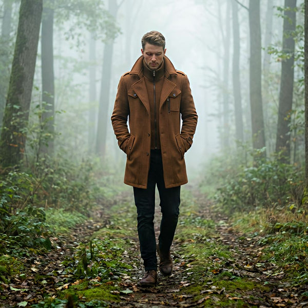 Męski płaszcz zimowy z wysokiej jakości mieszanki wełny